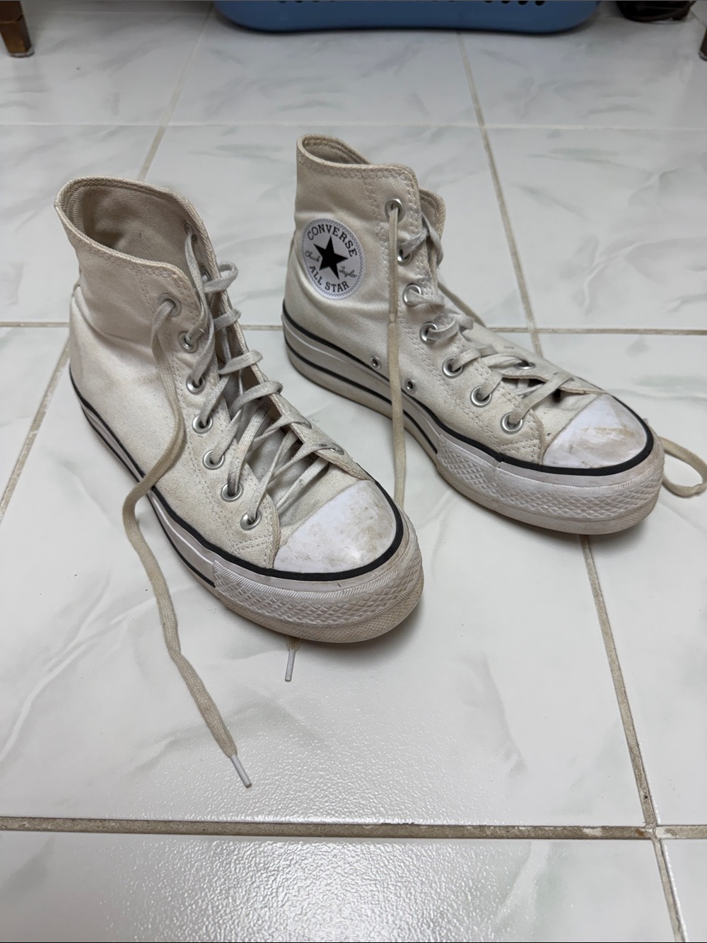 Converse High Top Sneakers - Off-White with Black Trim